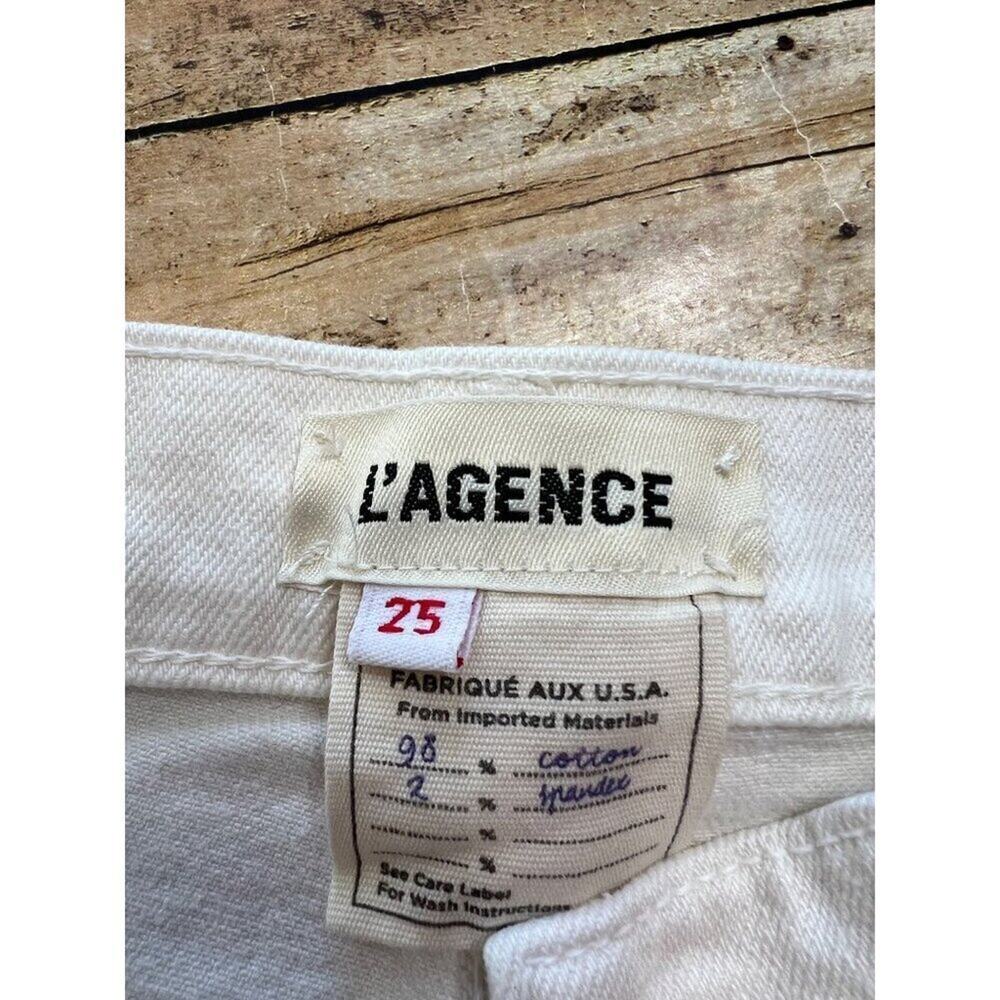 L'Agence Cream Audrey Shorts 25 Mid Rise Vintage White - Picture 6 of 13